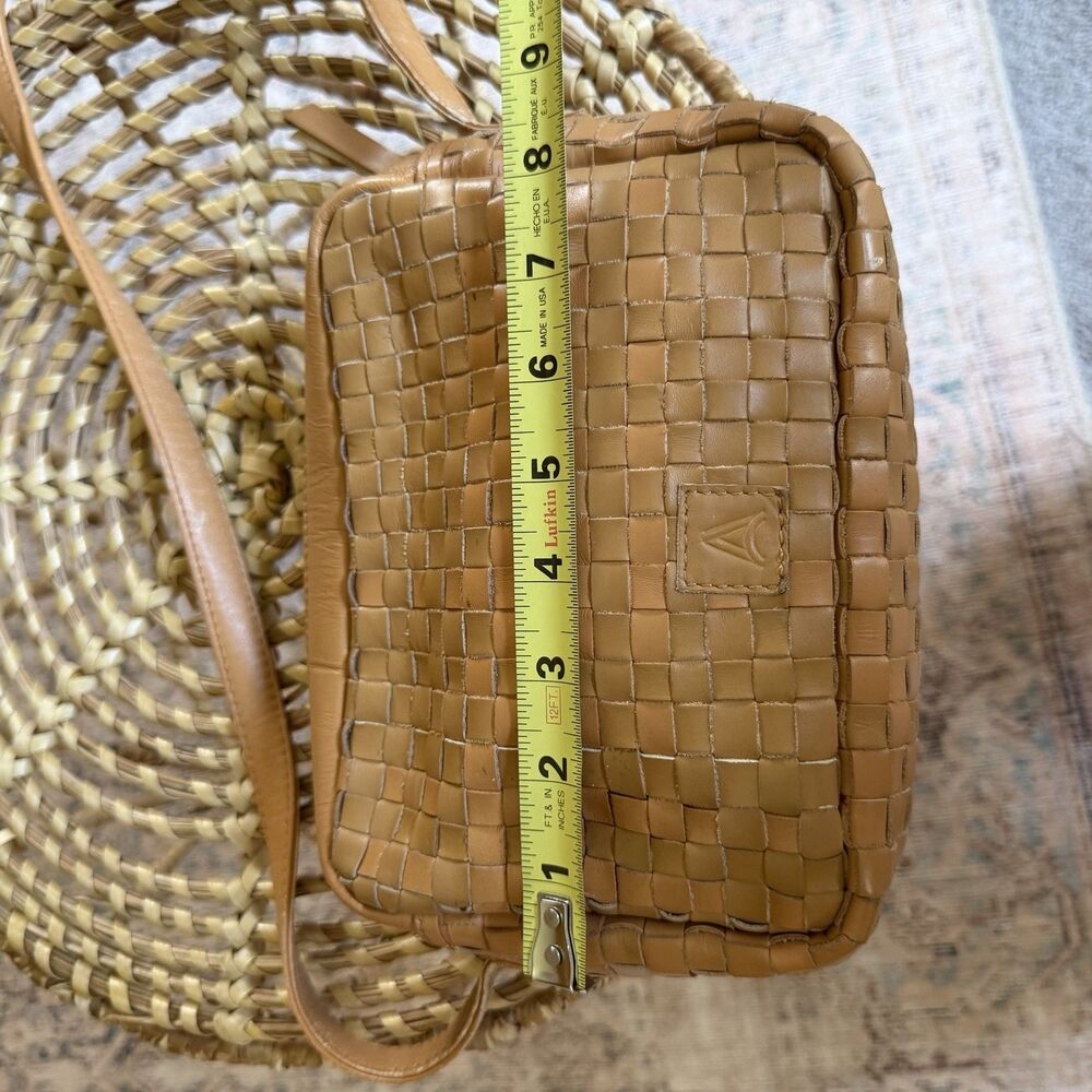 Able Valerie Leather Crossbody Bag In Pebble -Tan Cream Woven Midi Sac - Picture 7 of 16
